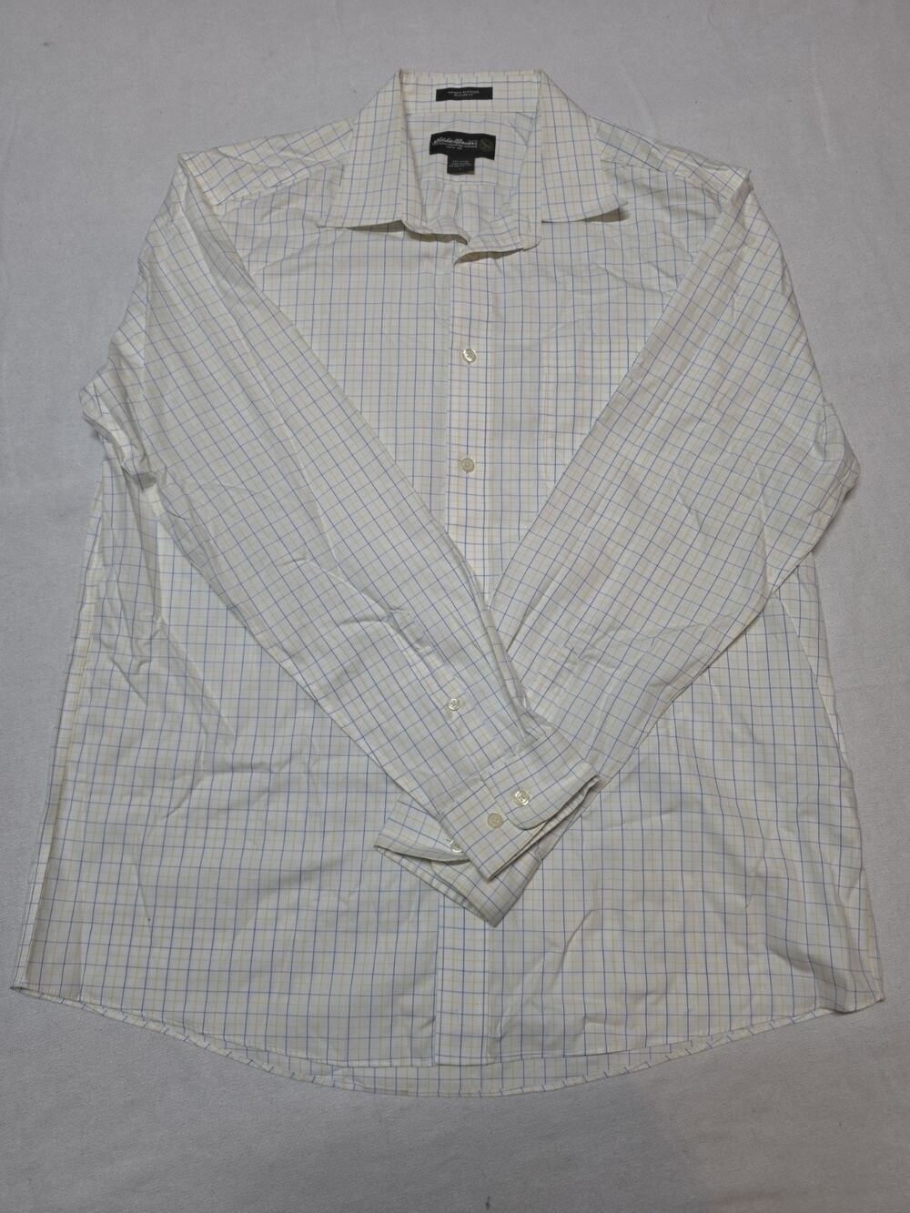Eddie Bauer Men’s L Wrinkle Resistant Relaxed Fit Plaid Button Down Shirt Cotton